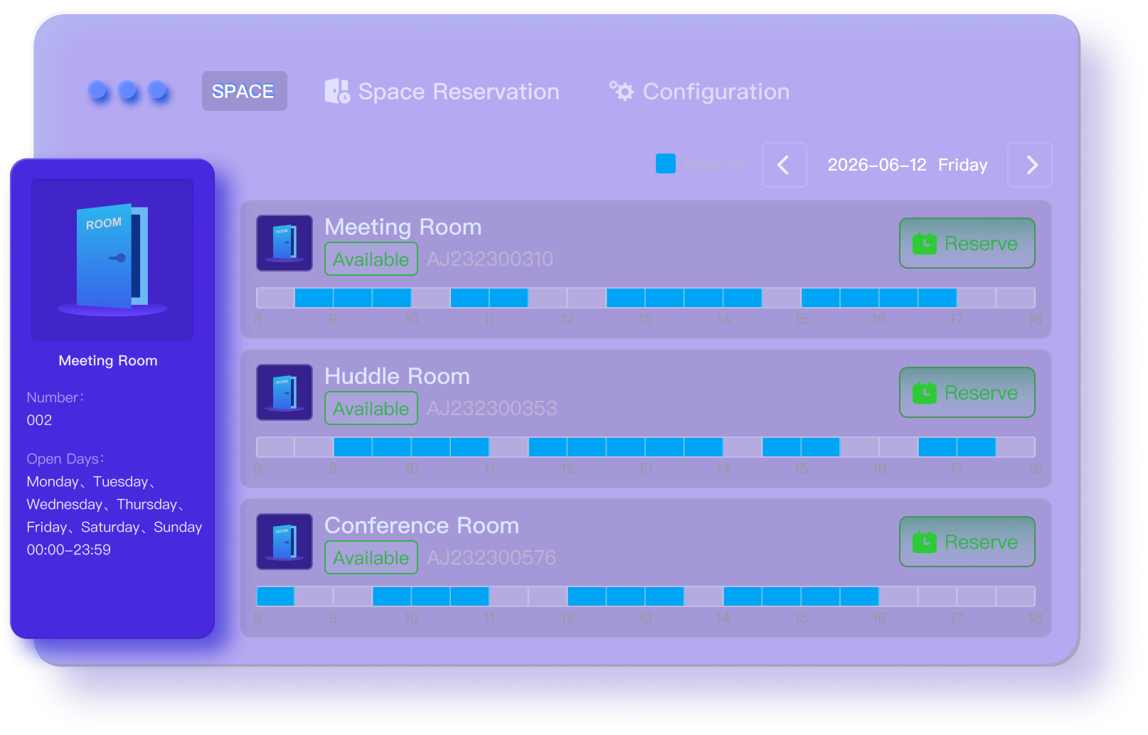 Laboratory space management interface